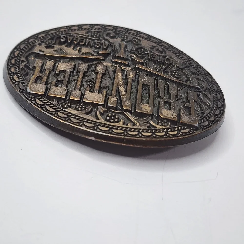 Vintage Frontier Hotel Casino Las Vegas Vintage Belt Buckle Texas Longhorn Steer